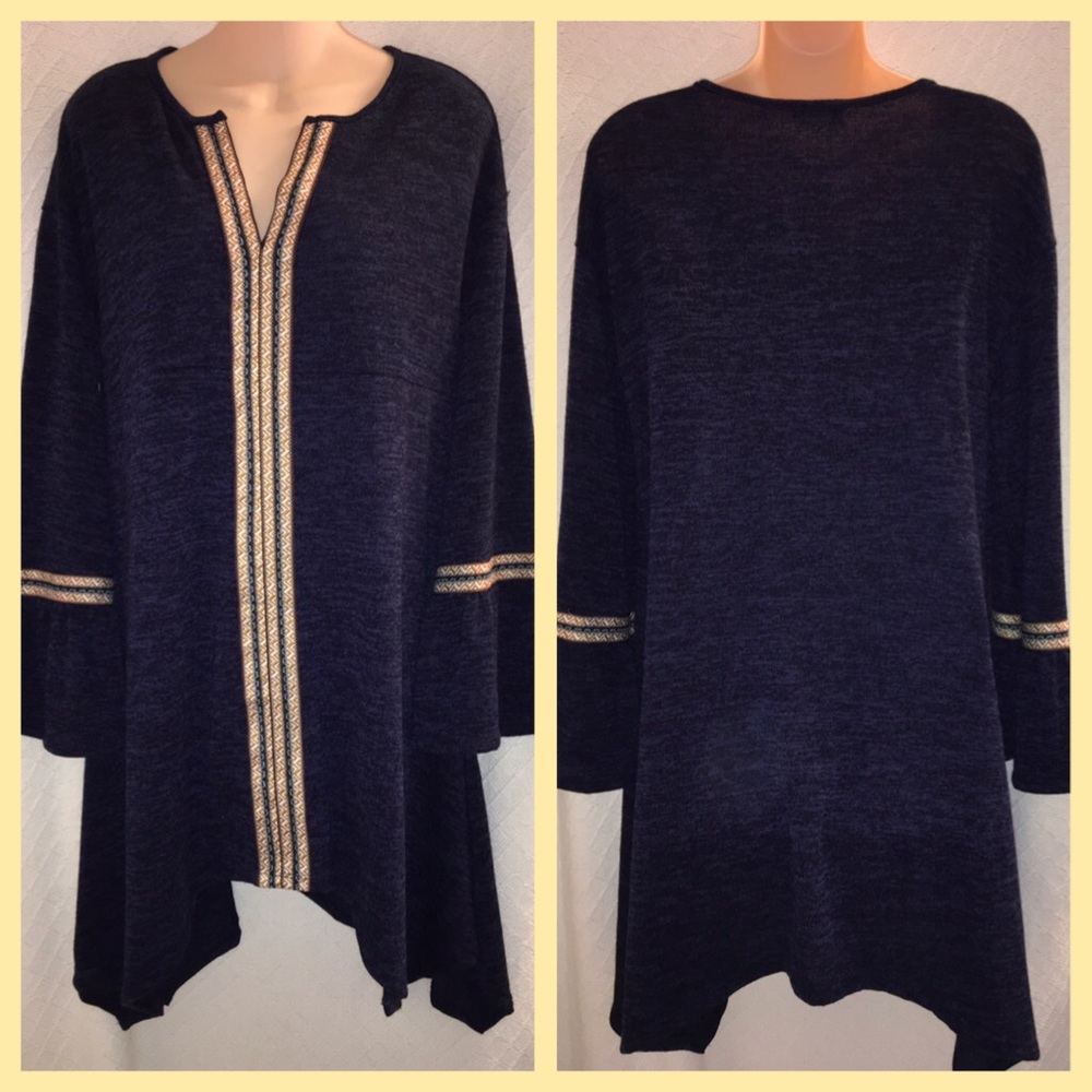 Miin Boho hippie Navy lightweight sweater dress NWT Sz S